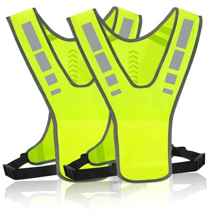 CAINCAY Reflektorweste 2 Stück Einstellbar Warnweste Leicht Sicherheitsweste Fahrrad, Reflektierende Weste Atmungsaktiv Laufweste Reflektoren Kleidung für Joggen Wandern Radfahren