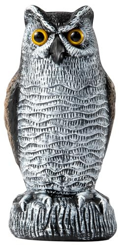 OFFO Vogelschreck Vogelabwehr,Eule Vogelscheuche,Taubenabwehr Vogelattrappe,Eule Attrappe Specht Abwehr Fassade Für Garten,Terrasse,Balkon,Braun weiß