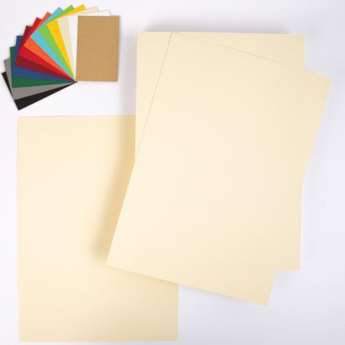 PresentFill® Tonkarton A4 Chamois Beige Creme | 100 Blatt | 210g/m² | Bastelkarton aus 100% Recycling Kraftkarton Made in Germany | Farbkarton | Bastelpappe zum basteln | bemalen | zeichnen
