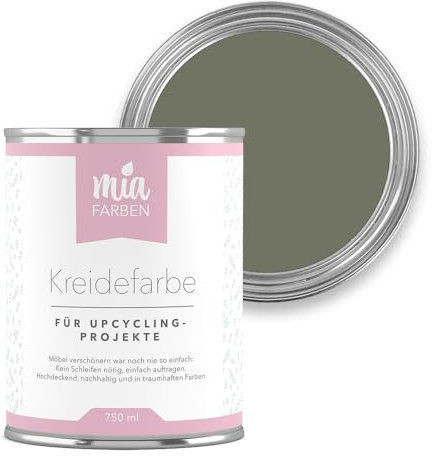 miafarben Kreidefarbe für Möbel 750ml, Möbellack, Möbelfarbe ohne schleifen, Kreidefarbe für Holz (Sommerlicher Waldpfad)
