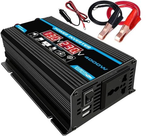 Inversor Convertidor Inversor Corriente Automóvil Pantalla LED 4000W 12V A 220V/110V Adaptador Cargador Conversor Protección Múltiple USB Doble Transformador Voltaje Inversores Corriente