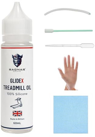Ragnar GlideX Treadmill 100% Pure Silicone Oil – Premium Lubricant for Treadmills, 60ml, Full Lubrication Kit: gloves applicator extension tube cleaning cloth, foam swab and silicone oil Made in UK