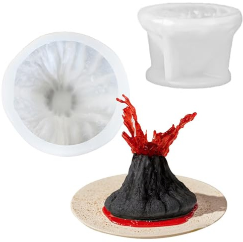 JS MOLD Flaming Mountain Silikonform - 3D Lava Kuchen Backformen Lebensmittelqualität hohe Temperaturbeständigkeit Kerze/Mousse Mehrzweckwerkzeug Geburtstag Party Dekoration