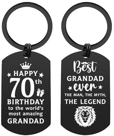 ENGZHI Geschenk zum 70. Geburtstag für Männer, Weltbester Großvater, Geschenk für 60 Jahre alten Opa, Großvater, 5,1 x 2,5 cm, Metall