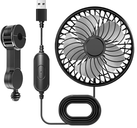 Genérico Ventilateurs de voiture USB pour siège arrière | Ventilateur rafraîchissant pour siège de voiture avec 3 niveaux de vitesse, ventilateur réglable pour camping-car, camion, berline