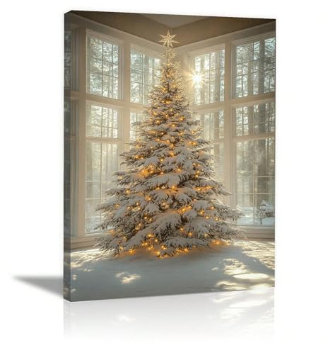 AIHNBF Winter-Weihnachtsbaum-Leinwandbild – Wanddekoration, Festtagsdekoration, ideal für Wohn- und Schlafzimmer, 20 x 30 cm
