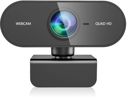 QMKKX Webcam per PC 2K, webcam con microfono, copertura per la privacy della fotocamera HD Streaming Slider, Plug and Play USB PC Camera Desktop Computer, Youtubers, Videochiamate, Windows, Microsoft