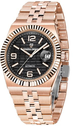 Pagani Design PD-YS027 Herren-Armbanduhr, automatisch, mechanisch, 40,5 mm Edelstahl, 100 m wasserdicht, Datumsanzeige, Saphirglas, leuchtendes Zifferblatt, Armbanduhr für Herren