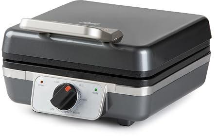 DOMO DO1173W Waffeleisen - Waffelautomat - Doppelwaffeleisen für Belgische Waffeln - Keramische Antihaftbeschichtung - Cool Touch Griff - 1320W – Grau