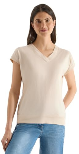 Damen Kurzarm Shirt mit V-Neck in Unifarbe