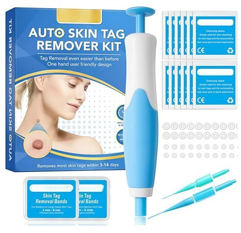 Eantas ALCURA Stielwarzen Entferner Komplett Set, Natürliche Schmerzfreie Hautanhängsel Entfernung Narbenfrei, Sanfte Formel für Gesicht Hals und Körper (Blau)