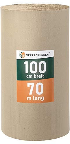 BB-Verpackungen Rollenwellpappe|Wellpappenrolle|Hochwertige Verarbeitung für sicheren Versand & Lagerung|Umweltfreundlich & recyclebar|Vielseitig einsetzbar|Deutsche Qualitätsstandards|1,0 x 70 m
