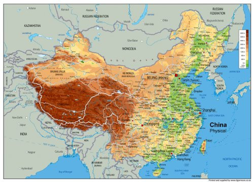 Landkarte von China, laminiert, A1-Format, 59,4 x 84,1 cm