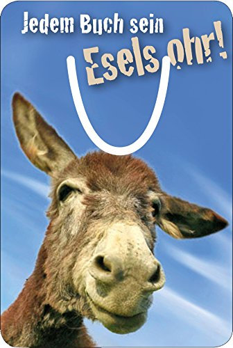 Edles Aluminium / Metall Lesezeichen, Leseclip für Bücher Motiv: Witziger Esel Jedem Buch sein Eselsohr!