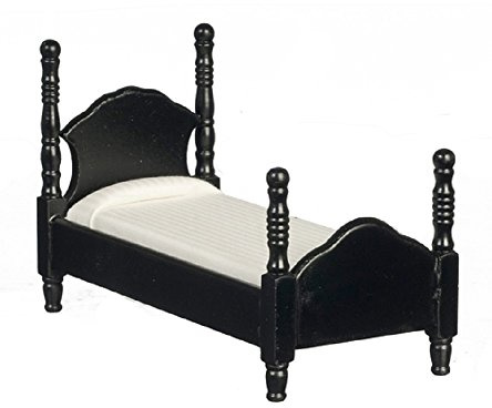 Melody Jane Puppenhaus Schmal Schwarz Einzel Bett Miniatur Schlafzimmer Möbel 1:12 Maßstab