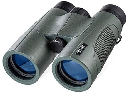 QUNSE 10x42 Fernglas Kompakt, BAK4 Prisma FMC Linse Fernglas, geeignet für die Safari, Das Vogel beobachten oder Astronomie (Grün)