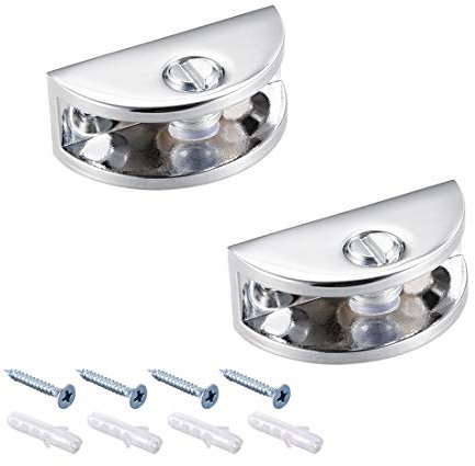 sourcing map Glass Shelf Brackets Zinc Alloy Clamp Clip Holder Half Round for 3-8mm Thickness 2pcs