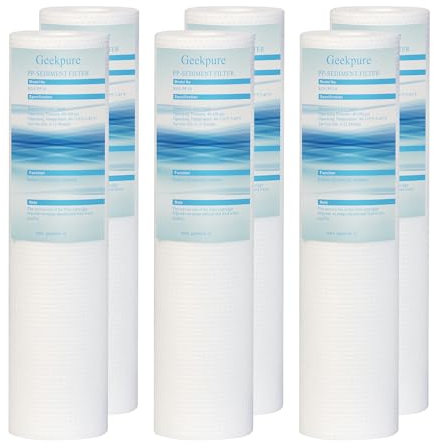 Geekpure Lot de 6 cartouches filtrantes à eau sédimentée en polypropylène 2,5 x 10 pouces, 5 micron