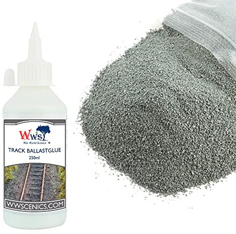 War World Scenics 500g Ballast & 250ml Glue Kit for Model Rail Tracks – Extra Fine Dark Grey