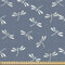 ABAKUHAUS Libelle Gewebe als Meterware, Japanische Art Natur, Dicht Gewebter Stoff zum Nähen Polster Wohnaccessoires, 3M (148x300cm), Blaugrau Weiß