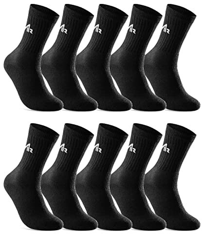 sockenkauf24 10 Paar i1R Sportsocken Tennissocken Herren Damen Baumwolle 10300 (39-42 Schwarz)