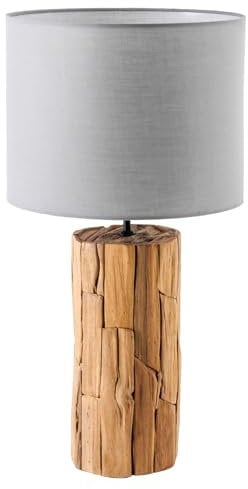 invicta INTERIOR riess-ambiente Design Tischlampe ROOTS 60cm Treibholz grau Leinenschirm handmade