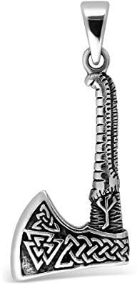 WithLoveSilver 925 Sterling Silver Viking Axe Amulet Slavic Celtic Triquetra Mjolnir Valknut Double Sided Pendant