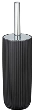 WENKO WC-Garnitur Agropoli Grau, geschlossener Bürstenhalter aus hochwertigem Kunststoff mit plastischer Formgebung und gefrosteter Oberfläche, hygienische WC-Bürste, Ø 10 x 36,5 cm