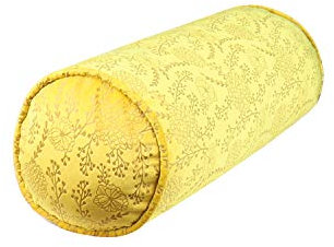 VERCART Komfort Nackenrolle Nackenkissen, Yogakissen Kissenrolle, Nackenstütze Rolle Nacken Knie Bein, Dekorativ Lendenkissen für Bett Sofa mit Waschbarem Bronzieren Jacquard Bezug Gelb 54cm