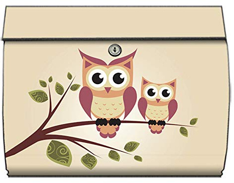 motivX-Ideenwerkstatt Briefkasten Swing Wandbriefkasten mit Motiv Eulen Illustration