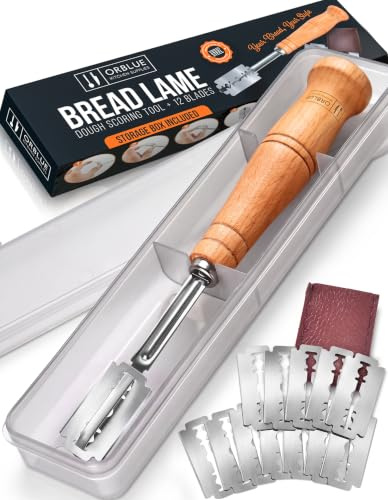 Orblue Brot Einschneidewerkzeug mit 12 Klingen – Profi Lame zum Einschneiden von Teig & Sauerteig, Ideal für Brot-Dekoration – Backzubehör für Hobby- & Profibäcker