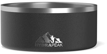 Hydrapeak Dog Bowl; Non Slip Stainless Steel; Water and Food Dish; Large Sized and Small Dogs; 32oz 64oz; Multiple Sizes | 8 Cup | Black
