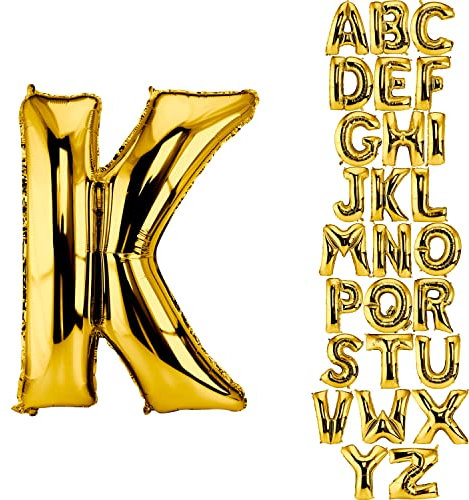 DekoRex Folienballon Gold 100cm Luftballon Geburtstag Hochzeit Deko (Buchstabe K)