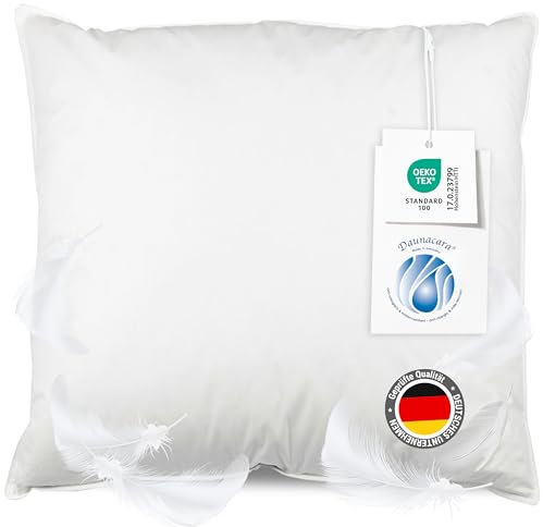 ZOLLNER Kopfkissen aus 100% Federn - Made in Germany - für Allergiker geeignet – Bezug aus hochwertiger Baumwolle - waschbar bis 60°C - 80x80 cm - Hotelqualität