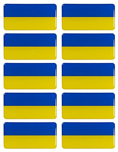 BIKE-label Ukraine 3D Aufkleber Flaggen 10 Stück je 40 x 20 mm Sticker Auto Kfz Motorrad X301401