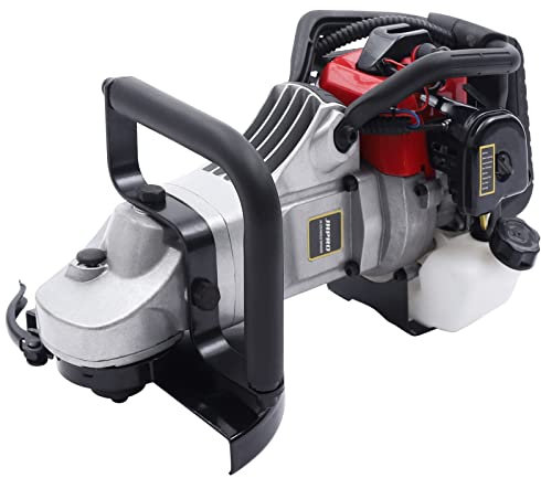 Professional Winkelschleifer Benzin Trennschleifer Motor 230 mm Betonsäge (1.2kw/8500r/Min, 2-Takt Motor, Max Disc Diameter 230/180mm, Displacement 32.6cc)Schwarz Rot