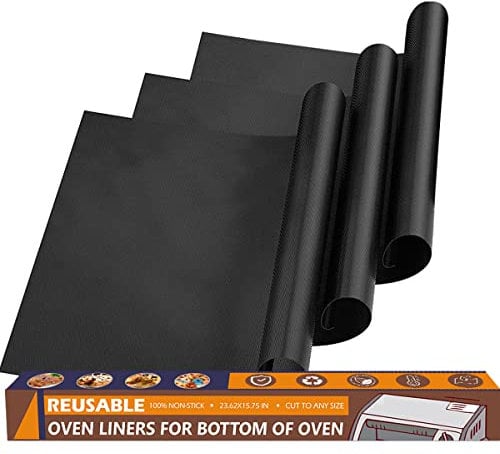 Oven Liners for Bottom of Oven, 3 Pack Large Reusable Teflon Oven Liner Mat for Bottom of Electric Oven Gas Oven Toaster Oven Microwave Stove Grill, 100% Non-Stick, BPA and PFOA Free, 23.62x15.75 in