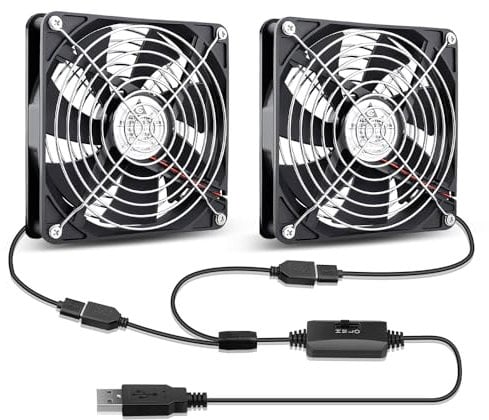 GDSTIME 2 Stück 140mm USB Lüfter 140mm x 25mm Doppel USB PC Ventilator 140mm Gehäuselüfter mit 3 Einstellbare Geschwindigkeit für Computer Laptop Router TV Box Modem Schrank