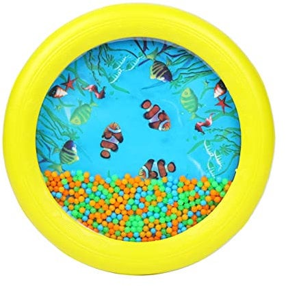 Ocean Drum Wave Bead Drum Gentle Sea Sound Music Gift Musical Tool (Yellow)