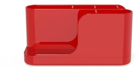 Pot à crayons multifonction et accessoires pour l'école, la maison, le bureau, le stockage de ligne de données (rouge)