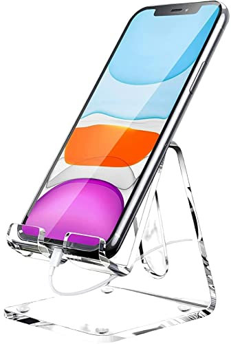Cell Phone Holder Acrylic | Clear Cell Phone Stand,Phone Holder Desk Accessories Clear Phone Stand, Compatible with 4-10'' Phone, Smartphone, Supplies