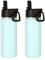 Volhoply 18oz Insulated Water Bottle 2 Pack, Multipack Kids Stainless Steel Water Bottles with Straw Lid, Double Wall Vacuum Metal Bottle (Fog,2 Pack)
