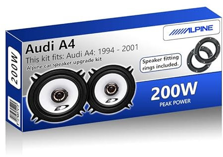 A4 Speaker upgrade Rear Shelf Alpine car speakers 5.25 13cm + Pods 200W