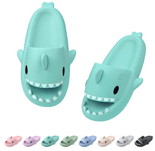 Dsaren Ciabatte Squalo Gomma Adulti Pantofole Nuvola Ultra Morbide Uomo Donna Shark Slippers Antiscivolo Doccia Bagno Estive Sandali Piscina Scarpe da Spiaggia Casa Unisex (Verde menta, numeric_38)