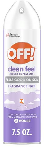 OFF! Clean Feel Insect Repellent Aerosol with 20% Picaridin - Long-Lasting DEET-Free Protection from Mosquitoes, Fragrance-Free Pest Control For Ticks & Flies, Camping, Bug Spray - 7.5 oz