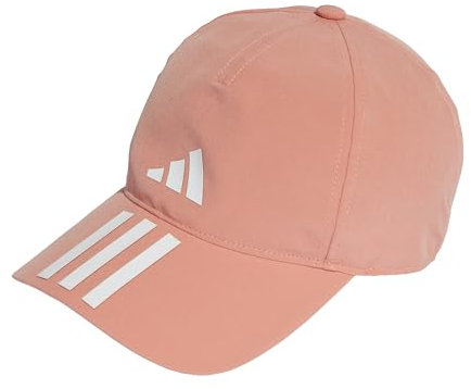 adidas Unisex 3-Stripes AEROREADY Running Training Baseball Cap, Wonder Clay/White/White, XXS
