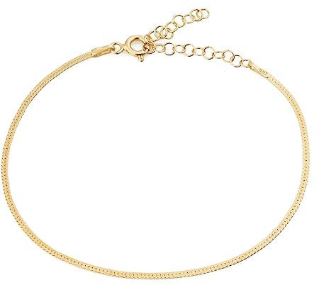 Einzelstück® Armband Schlangenarmband Silber 925 I verstellbare Armkette 18K Gold I Echtschmuck I Gliederarmband Schlangenkette Damen Mädchen(Minimalist Gold Armband)