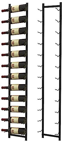 COSTWAY Porte Bouteille Mural, Étagère à Vin en Métal pour 12 Bouteilles, Casier à Vin pour Cuisine, Bar, Salle à Manger, Cave, Noir