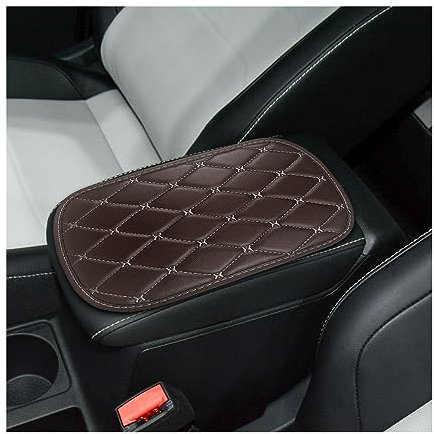 CGEAMDY Universal-Armlehnenkissen aus Leder, weich, rutschfest, wasserdicht, Autozubehör für Suv, LKW, Auto (Dunkelbraun-Beige)