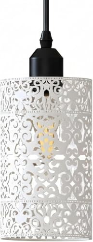 Modern Ornate Shabby Chic Ceiling Light Shade, Pendant Lights Shade, Home Décor & Improvement Essential |13.5 cm Shade Width Drum Cage Lamp Shade with Reducer Plate for Kitchen Dining Room